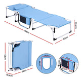 Darrahopens Furniture > Outdoor > Outdoor Chairs Gardeon Sun Lounger 5 Position Folding Tanning Chair with Face Hole Blue In Australia - Darrahopens
