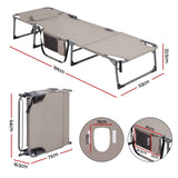 Gardeon Sun Lounger 5 Position Folding Tanning Chair with Face Hole Khaki In Australia - Darrahopens