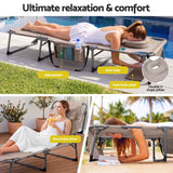 Gardeon Sun Lounger 5 Position Folding Tanning Chair with Face Hole Khaki In Australia - Darrahopens