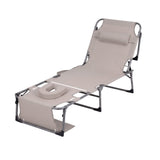 Darrahopens Furniture > Outdoor > Outdoor Chairs Gardeon Sun Lounger 5 Position Folding Tanning Chair with Face Hole Khaki In Australia - Darrahopens