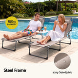 Darrahopens Furniture > Outdoor > Outdoor Chairs Gardeon Sun Lounger 5 Position Folding Tanning Chair with Face Hole Khaki In Australia - Darrahopens