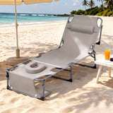 Gardeon Sun Lounger 5 Position Folding Tanning Chair with Face Hole Khaki In Australia - Darrahopens