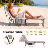 Gardeon Sun Lounger 5 Position Folding Tanning Chair with Face Hole Khaki In Australia - Darrahopens