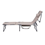 Darrahopens Furniture > Outdoor > Outdoor Chairs Gardeon Sun Lounger 5 Position Folding Tanning Chair with Face Hole Khaki In Australia - Darrahopens