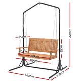 Darrahopens Furniture > Outdoor > Outdoor Chairs Gardeon Wooden 2-Seater Outdoor Swing Chair with Black Stand Hanging Chair Patio Furniture
