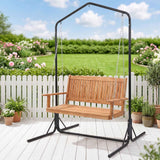 Darrahopens Furniture > Outdoor > Outdoor Chairs Gardeon Wooden 2-Seater Outdoor Swing Chair with Black Stand Hanging Chair Patio Furniture