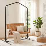 Darrahopens Furniture > Outdoor > Outdoor Chairs Gardeon Wooden 2-Seater Outdoor Swing Chair with Black Stand Hanging Chair Patio Furniture