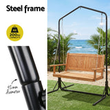 Darrahopens Furniture > Outdoor > Outdoor Chairs Gardeon Wooden 2-Seater Outdoor Swing Chair with Black Stand Hanging Chair Patio Furniture