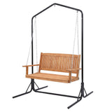 Darrahopens Furniture > Outdoor > Outdoor Chairs Gardeon Wooden 2-Seater Outdoor Swing Chair with Black Stand Hanging Chair Patio Furniture