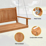 Darrahopens Furniture > Outdoor > Outdoor Chairs Gardeon Wooden 2-Seater Outdoor Swing Chair with Black Stand Hanging Chair Patio Furniture