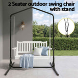 Darrahopens Furniture > Outdoor > Outdoor Chairs Gardeon Wooden 2-Seater Outdoor Swing Chair with Black Stand White Hanging Chair