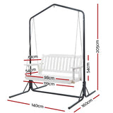 Darrahopens Furniture > Outdoor > Outdoor Chairs Gardeon Wooden 2-Seater Outdoor Swing Chair with Black Stand White Hanging Chair