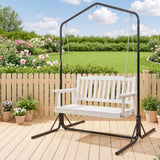 Darrahopens Furniture > Outdoor > Outdoor Chairs Gardeon Wooden 2-Seater Outdoor Swing Chair with Black Stand White Hanging Chair
