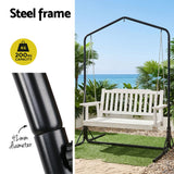 Darrahopens Furniture > Outdoor > Outdoor Chairs Gardeon Wooden 2-Seater Outdoor Swing Chair with Black Stand White Hanging Chair