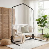 Darrahopens Furniture > Outdoor > Outdoor Chairs Gardeon Wooden 2-Seater Outdoor Swing Chair with Black Stand White Hanging Chair