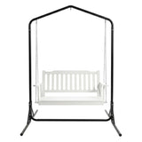 Darrahopens Furniture > Outdoor > Outdoor Chairs Gardeon Wooden 2-Seater Outdoor Swing Chair with Black Stand White Hanging Chair