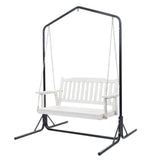 Darrahopens Furniture > Outdoor > Outdoor Chairs Gardeon Wooden 2-Seater Outdoor Swing Chair with Black Stand White Hanging Chair