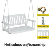 Darrahopens Furniture > Outdoor > Outdoor Chairs Gardeon Wooden 2-Seater Outdoor Swing Chair with Black Stand White Hanging Chair
