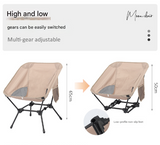 Darrahopens Furniture > Outdoor > Outdoor Chairs Khaki Lightweight Portable Camping Chair - Adjustable Height Folding Moon Chair with Breathable Mesh & Carry Bag for Outdoor, Beach, Fishing
