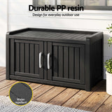 Darrahopens Furniture > Outdoor > Outdoor Chairs Outdoor Storage Box Bench Shoe Cabinet with Shelf Resin 81cm Black In Australia - Darrahopens