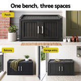 Darrahopens Furniture > Outdoor > Outdoor Chairs Outdoor Storage Box Bench Shoe Cabinet with Shelf Resin 81cm Black In Australia - Darrahopens