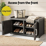 Darrahopens Furniture > Outdoor > Outdoor Chairs Outdoor Storage Box Bench Shoe Cabinet with Shelf Resin 81cm Black In Australia - Darrahopens