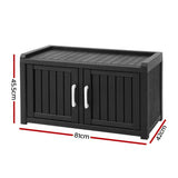 Darrahopens Furniture > Outdoor > Outdoor Chairs Outdoor Storage Box Bench Shoe Cabinet with Shelf Resin 81cm Black In Australia - Darrahopens