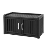 Darrahopens Furniture > Outdoor > Outdoor Chairs Outdoor Storage Box Bench Shoe Cabinet with Shelf Resin 81cm Black In Australia - Darrahopens
