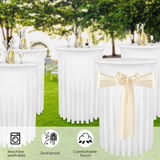 Darrahopens Furniture > Outdoor > Outdoor Dining Sets 4 Pack 32x43 Inch Highboy Cocktail Table Cover White, Cocktail Table Covers with Wavy Drape High Top Table Cover for Round Tables In Australia - Darrahopens