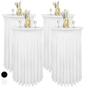 Darrahopens Furniture > Outdoor > Outdoor Dining Sets 4 Pack 32x43 Inch Highboy Cocktail Table Cover White, Cocktail Table Covers with Wavy Drape High Top Table Cover for Round Tables In Australia - Darrahopens