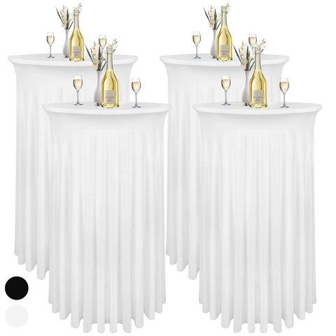 Darrahopens Furniture > Outdoor > Outdoor Dining Sets 4 Pack 32x43 Inch Highboy Cocktail Table Cover White, Cocktail Table Covers with Wavy Drape High Top Table Cover for Round Tables In Australia - Darrahopens