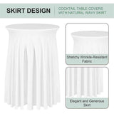 Darrahopens Furniture > Outdoor > Outdoor Dining Sets Cocktail Table Covers - 31"x 43" White Cocktail Table Tablecloth with Natural Wavy Round Skirt for Bar Wedding Party Banquet