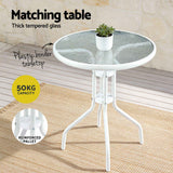 Darrahopens Furniture > Outdoor > Outdoor Dining Sets Gardeon 3PC Outdoor Bistro Set Table and Chairs Stackable Patio Furniture White