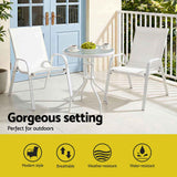 Darrahopens Furniture > Outdoor > Outdoor Dining Sets Gardeon 3PC Outdoor Bistro Set Table and Chairs Stackable Patio Furniture White