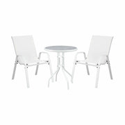 Darrahopens Furniture > Outdoor > Outdoor Dining Sets Gardeon 3PC Outdoor Bistro Set Table and Chairs Stackable Patio Furniture White