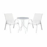 Darrahopens Furniture > Outdoor > Outdoor Dining Sets Gardeon 3PC Outdoor Bistro Set Table and Chairs Stackable Patio Furniture White