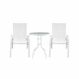 Darrahopens Furniture > Outdoor > Outdoor Dining Sets Gardeon 3PC Outdoor Bistro Set Table and Chairs Stackable Patio Furniture White