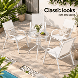 Darrahopens Furniture > Outdoor > Outdoor Dining Sets Gardeon 5PC Bistro Set Outdoor Table and Chairs Stackable Patio Furniture White In Australia - Darrahopens