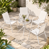 Darrahopens Furniture > Outdoor > Outdoor Dining Sets Gardeon 5PC Bistro Set Outdoor Table and Chairs Stackable Patio Furniture White In Australia - Darrahopens
