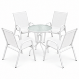Darrahopens Furniture > Outdoor > Outdoor Dining Sets Gardeon 5PC Bistro Set Outdoor Table and Chairs Stackable Patio Furniture White In Australia - Darrahopens