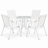 Darrahopens Furniture > Outdoor > Outdoor Dining Sets Gardeon 5PC Bistro Set Outdoor Table and Chairs Stackable Patio Furniture White In Australia - Darrahopens