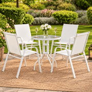 Darrahopens Furniture > Outdoor > Outdoor Dining Sets Gardeon 5PC Bistro Set Outdoor Table and Chairs Stackable Patio Furniture White In Australia - Darrahopens