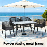 Darrahopens Furniture > Outdoor > Outdoor Dining Sets Gardeon 5PC Outdoor Dining Set Table and Chairs Garden Patio Furniture Bistro Set Black