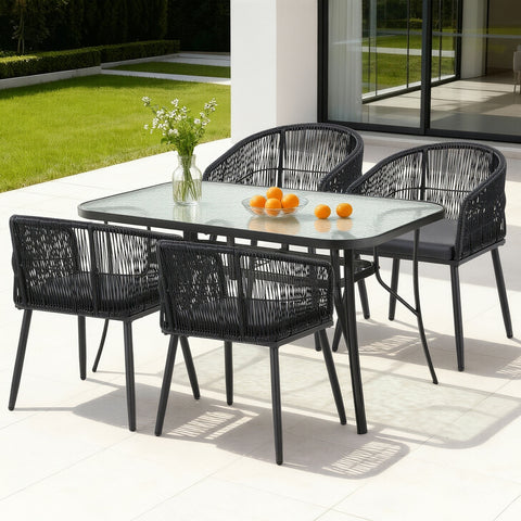 Darrahopens Furniture > Outdoor > Outdoor Dining Sets Gardeon 5PC Outdoor Dining Set Table and Chairs Garden Patio Furniture Bistro Set Black