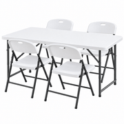 Darrahopens Furniture > Outdoor > Outdoor Dining Sets Gardeon 5PCS Outdoor Dining Set 120CM Folding Table and Chairs Patio Furniture White In Australia - Darrahopens