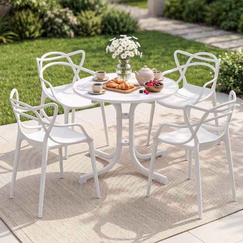 Darrahopens Furniture > Outdoor > Outdoor Dining Sets Gardeon 5PCS Outdoor Dining Set Table and Chairs Garden Patio Furniture Entwine White In Australia - Darrahopens