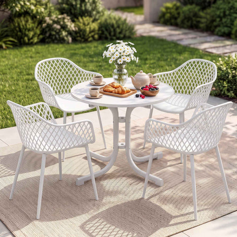 Darrahopens Furniture > Outdoor > Outdoor Dining Sets Gardeon 5PCS Outdoor Dining Set Table and Chairs Patio Furniture Garden Diamond White In Australia - Darrahopens