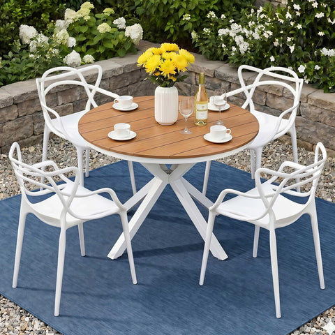 Darrahopens Furniture > Outdoor > Outdoor Dining Sets Gardeon 5PCS Outdoor Dining Set Table and Chairs Patio Garden Furniture Entwine