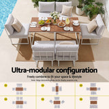 Darrahopens Furniture > Outdoor > Outdoor Dining Sets Gardeon 6 Seater Outdoor Dining Sofa Set Steel Frame Cushions White In Australia - Darrahopens