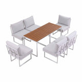Darrahopens Furniture > Outdoor > Outdoor Dining Sets Gardeon 6 Seater Outdoor Dining Sofa Set Steel Frame Cushions White In Australia - Darrahopens